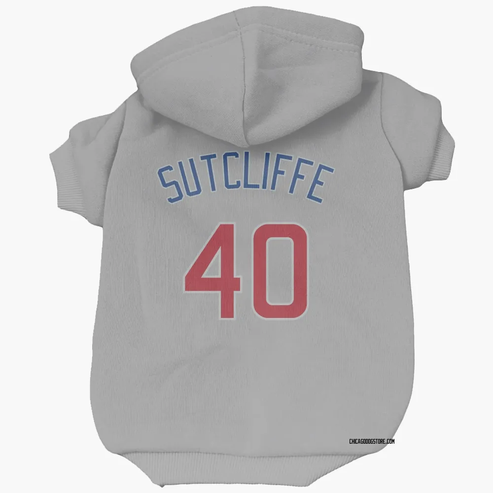 Chicago Cubs Rick Sutcliffe Gray Pet Hoodie for Dog & Cat