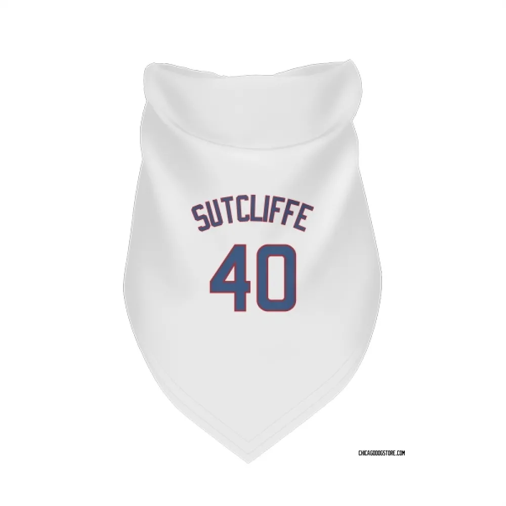 Chicago Cubs Rick Sutcliffe White Pet Bandana for Dog & Cat