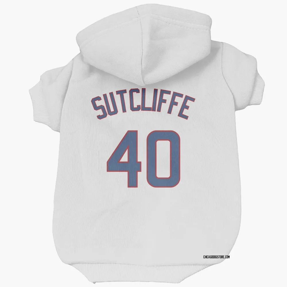 Chicago Cubs Rick Sutcliffe White Pet Hoodie for Dog & Cat
